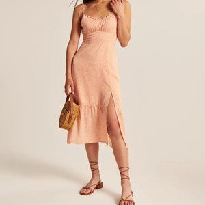 Abercrombie Tie-Strap Ruched Midi Dress